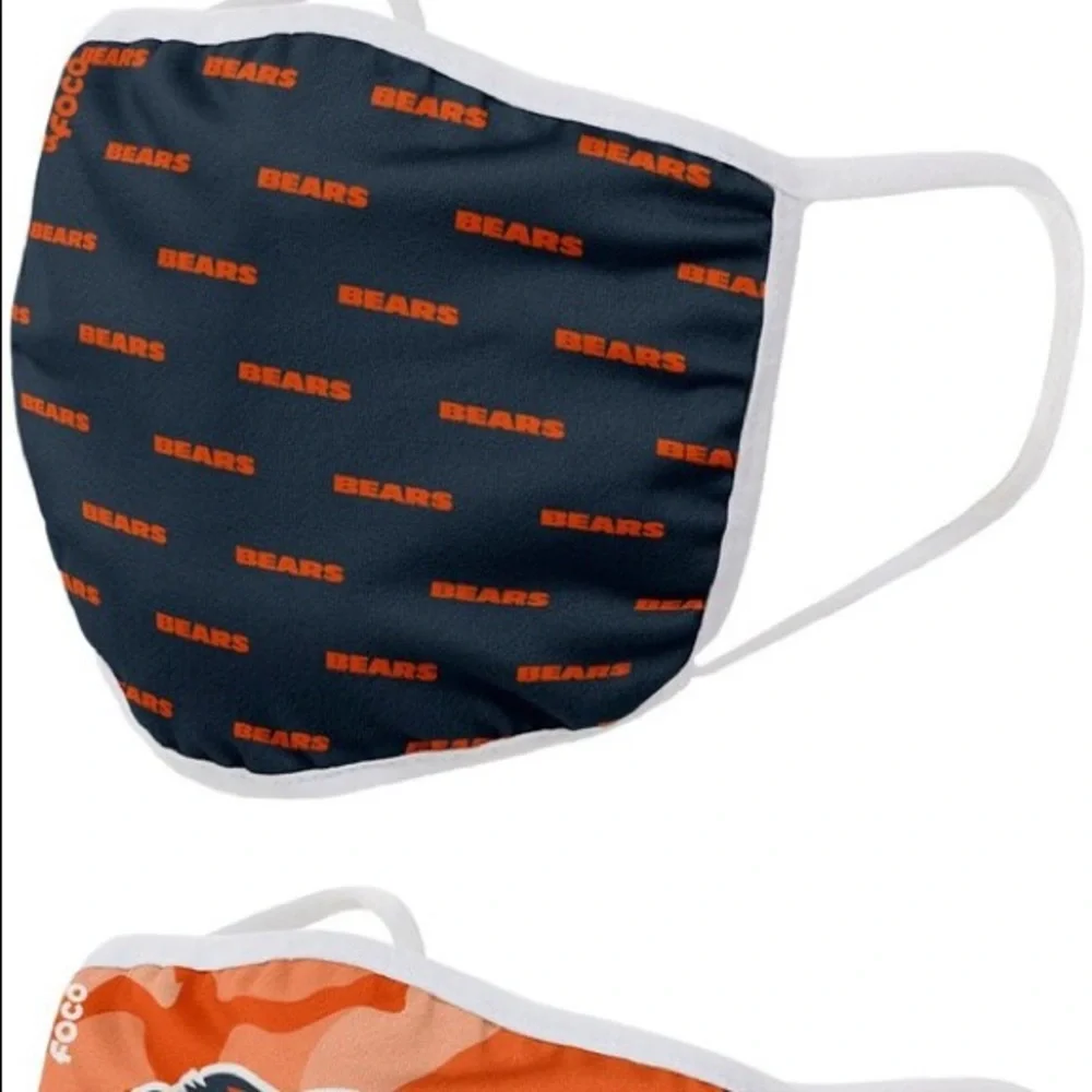 FOCO NFL CHICAGO BEARS CLUTCH 2 PACK FACE MASKS UNISEX ADULT NWT